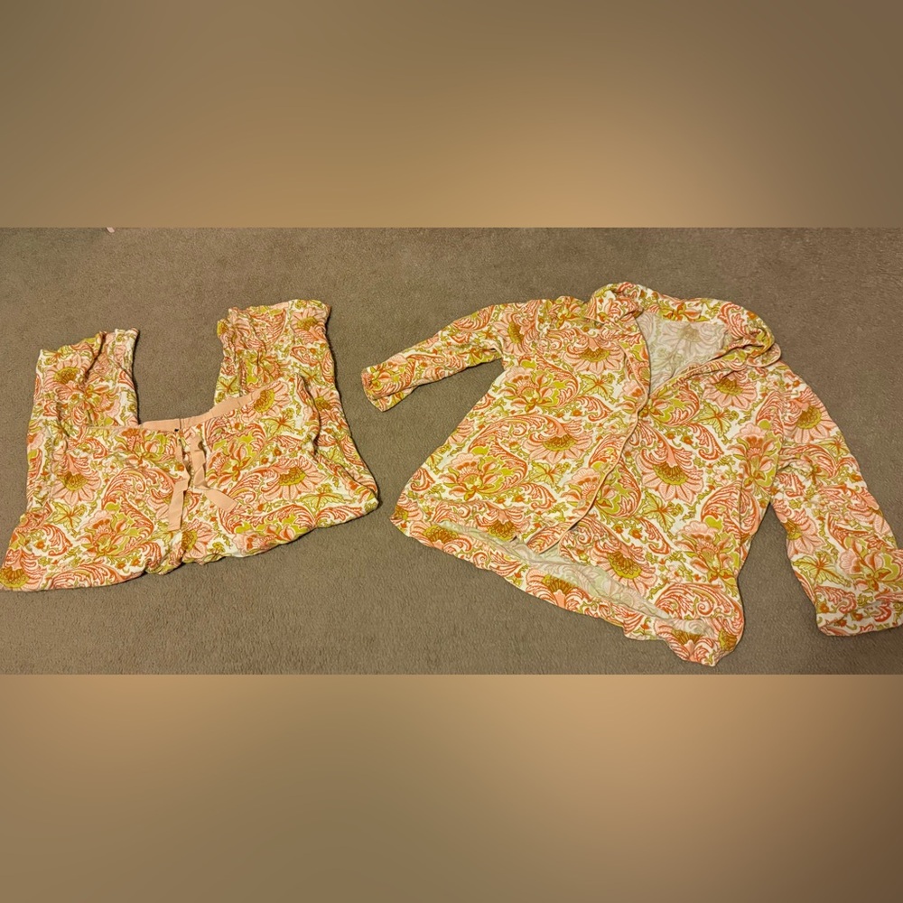 J. Crew Pajama Set - Pink and Green Paisley